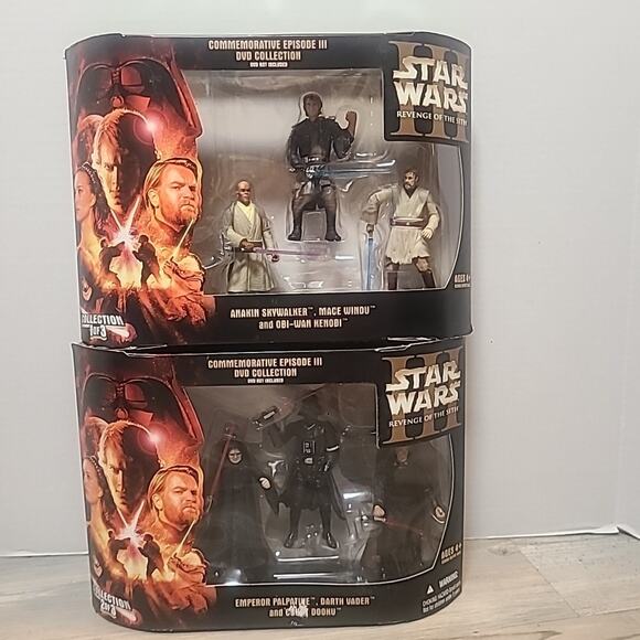 Lot Of 2 Star Wars Commemorative Episode III VI DVD Action Figure Collection NIB - Picture 1 of 4